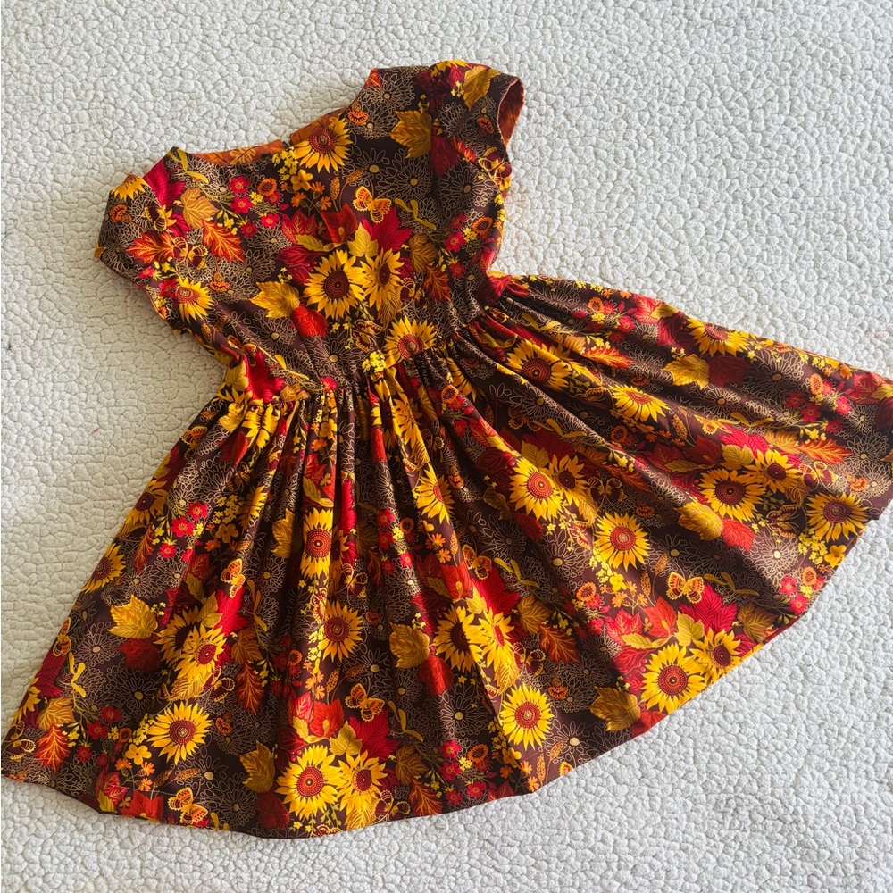 Miss Smarty Pants New Fall Hand Crafted Sunflower Dress Size 5 - Picture 4 of 4